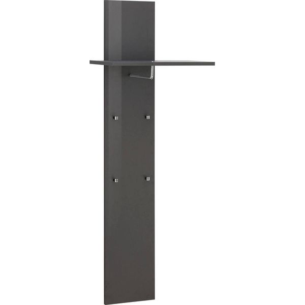 Dmora Mobile Da Ingresso Etesia 27X50X140H Cm Nero Antracite, Appendiabiti Un Ripiano Italy-image