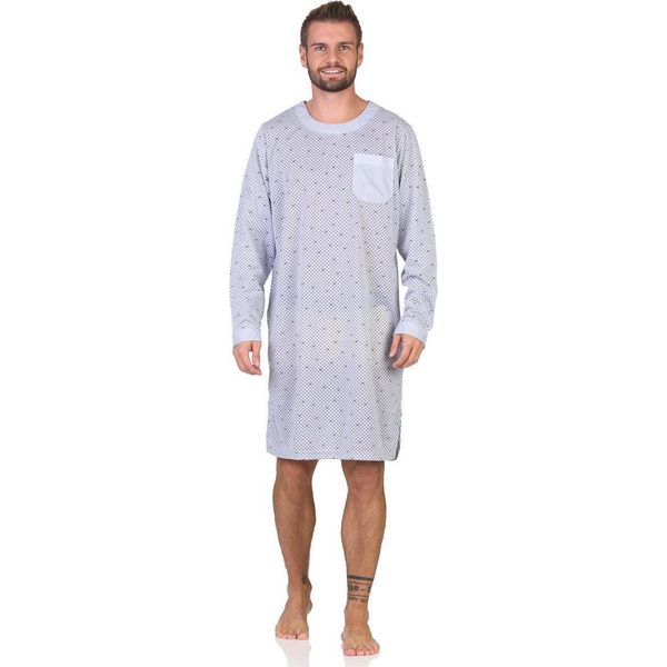 Camicia Da Notte Da Uomo Con Maniche Lunghe E Collo Rotondo, Grigio Chiaro/L-image