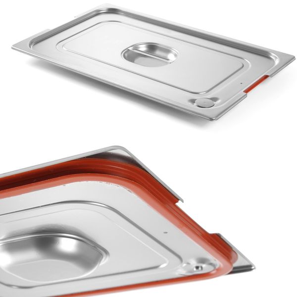 Coperchio Per Contenitori Gn Con Guarnizione In Silicone E Foro Per Maniglie, Hendi, Gn 1/4, 265X162Mm-image