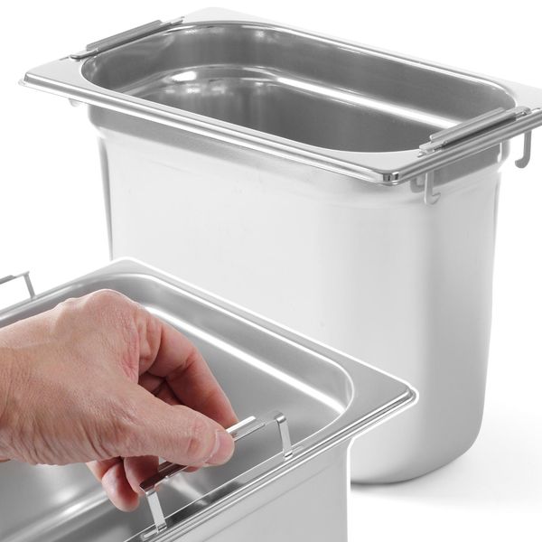 Contenitore Gn Con Maniglie A Scomparsa GN1/4 In Acciaio Inox 265X162Mm H 200Mm - Hendi 803608-image
