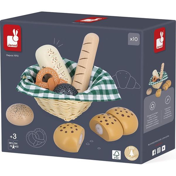 Cestino Da Panettiere In Legno Janod - Set Giocattolo Per Pane E Pasticceria Per Bambini-image