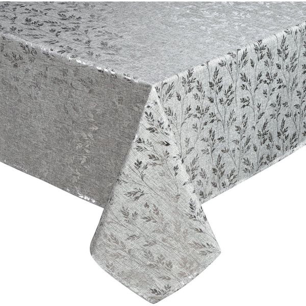 Eurofirany | Tovaglia - 140 X 180 Cm - Tovaglia Grigia - Motivo Floreale Argento-image