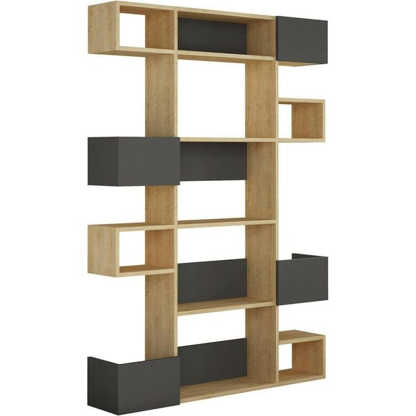 Dmora Libreria Artich 25.3X120X171H Cm Marrone, 10 Ripiani Portata Ripiani 25-image