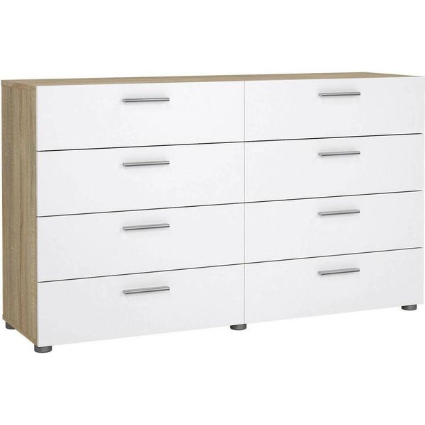 Dmora Credenza Aligon 40.35X140X82.9H Cm Bianco Lucido, 8 Cassetti Apertura Scorrevole-image
