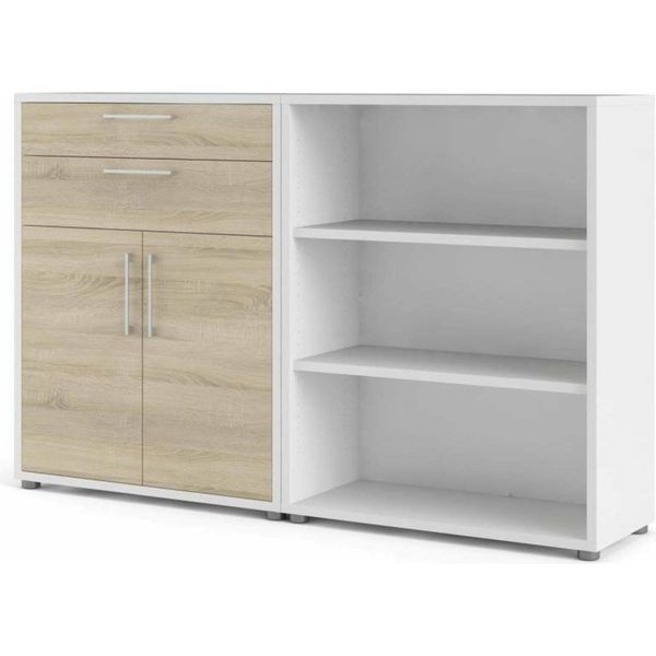 Dmora Credenza Albinea 40X178X113H Cm Bianco, 2 Cassetti 5 Vani-image