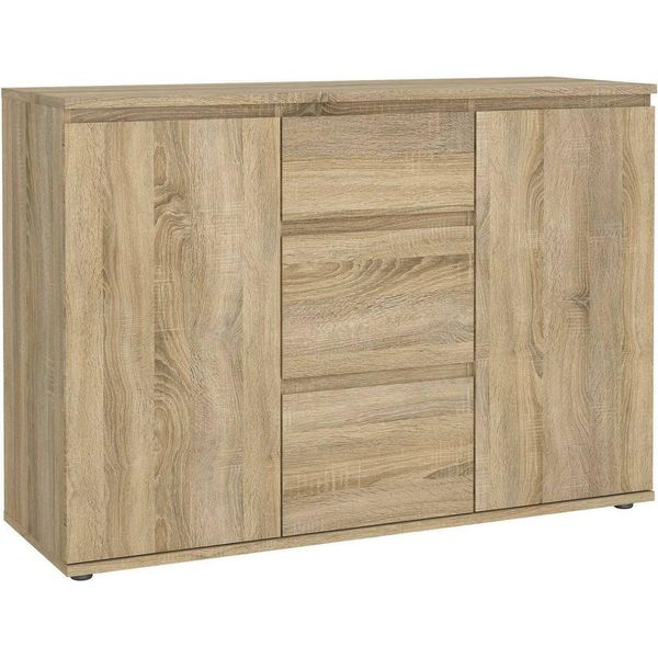 Dmora Credenza Zumpano 40X119.45X83.7H Cm Marrone Quercia, Apertura Battente E Scorrevole 2 Ante-image
