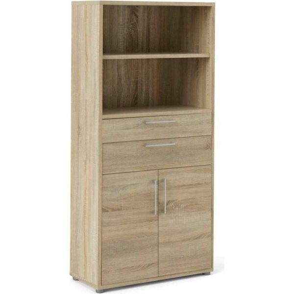 Dmora Credenza Albidona 40X89X185.5H Cm Marrone Quercia, 2 Cassetti 5 Vani-image