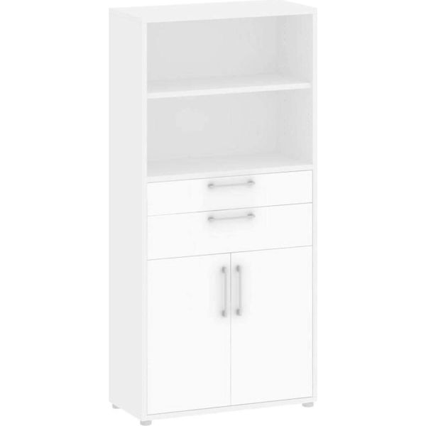 Dmora Credenza Albidona 40X89X185.5H Cm Bianco, Apertura Battente E Scorrevole 2 Ante-image