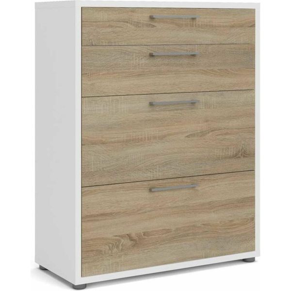 Dmora Credenza Anghiari 40X89X113H Cm Bianco, 4 Cassetti Apertura Scorrevole-image