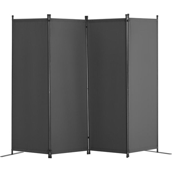 Divisorio Per Ambienti Schermo Privacy Pieghevole In 4 Pezzi Schermo Grigio-image