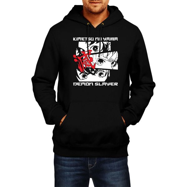 Felpa Con Cappuccio Da Uomo Demon Anime Slayer Kimetsu No Yaiba Kimetsu No Yaiba Demon Slayer, Man S , Noir-image
