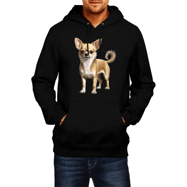 Felpa Con Cappuccio Da Uomo Dogs Breeds Chihuahua Dog Breed 005, Man Xl , Noir-image