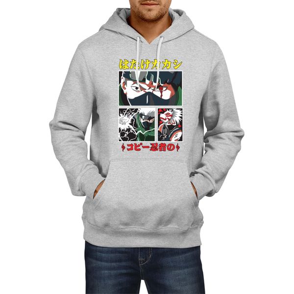 Felpa Con Cappuccio Da Uomo Naruto Kakashi Hatake 08, Man Xl , Gris-image