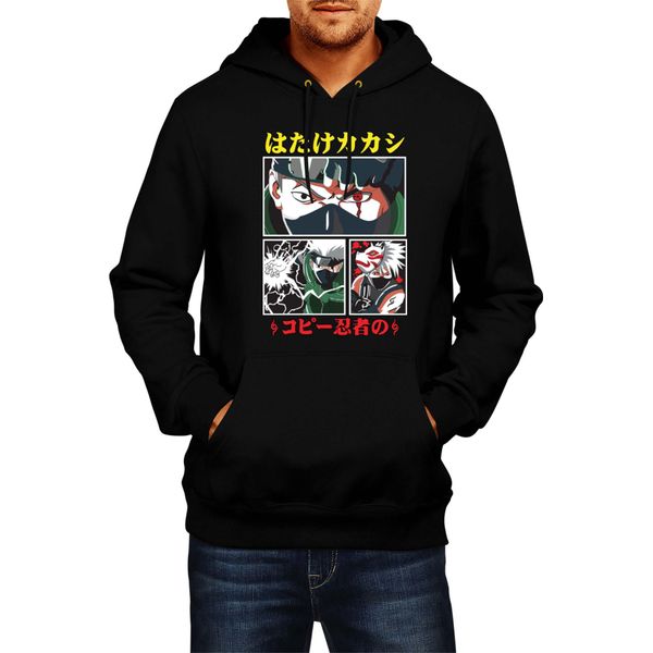 Felpa Con Cappuccio Da Uomo Naruto Kakashi Hatake 08, Man S , Noir-image