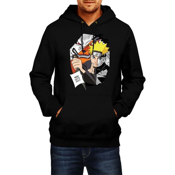 Felpa Con Cappuccio Da Uomo Naruto Naruto & Kurama, Man Xl , Noir-image