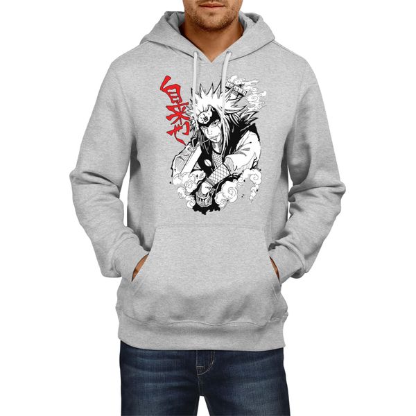 Felpa Con Cappuccio Da Uomo Naruto Jiraiya 04, Man 2XL , Gris-image