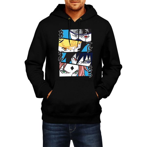 Felpa Con Cappuccio Da Uomo Naruto Team 7 05, Man L , Noir-image