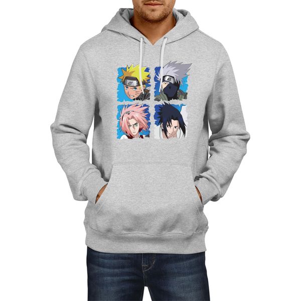 Felpa Con Cappuccio Da Uomo Naruto Team 7 03, Man Xl , Gris-image