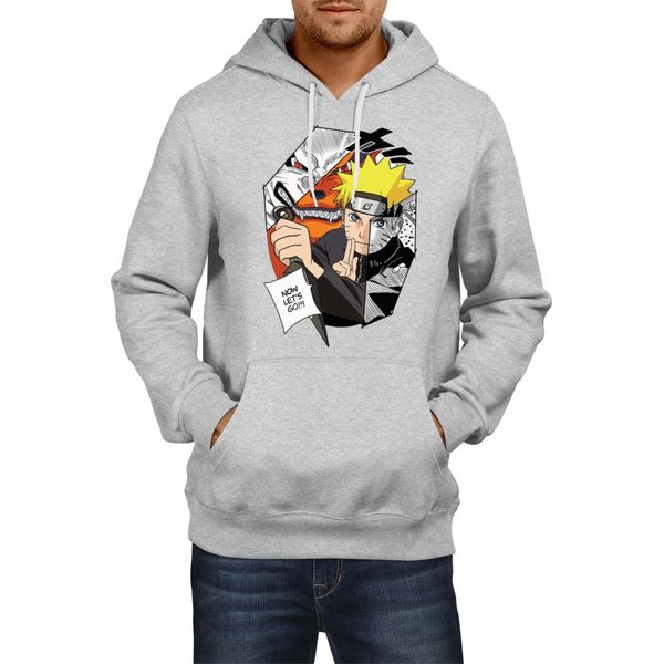 Felpa Con Cappuccio Da Uomo Naruto Naruto & Kurama, Man S , Gris-image