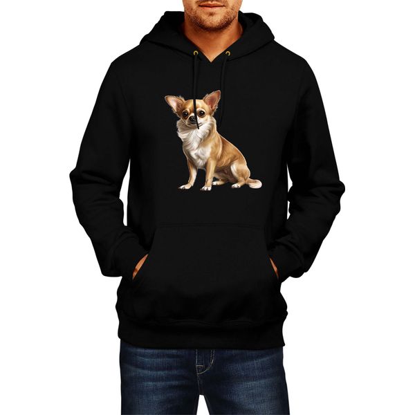 Felpa Con Cappuccio Da Uomo Dogs Breeds Chihuahua Dog Breed 006, Man Xl , Noir-image