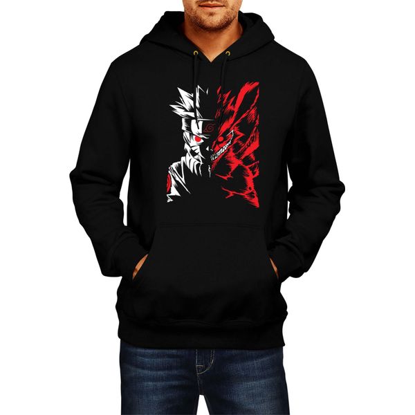 Felpa Con Cappuccio Da Uomo Naruto Naruto Kurama 03, Man Xl , Noir-image