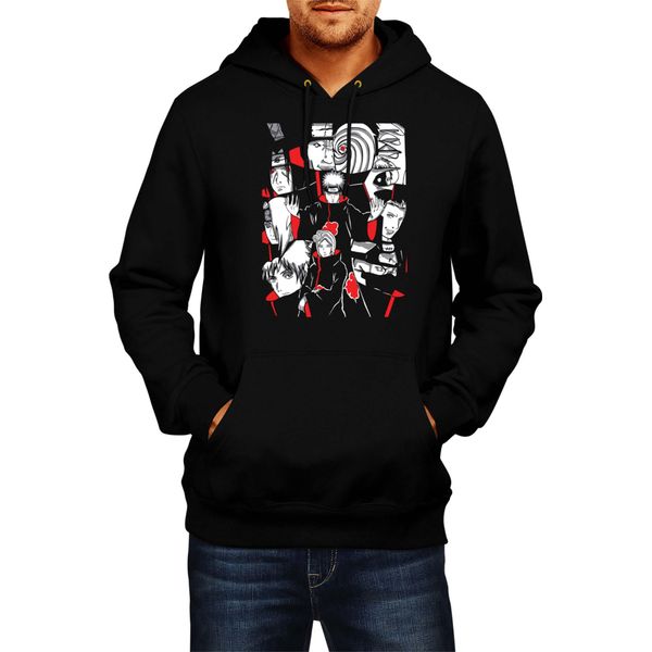 Felpa Con Cappuccio Da Uomo Naruto Akatsuki Team Members 04, Man S , Noir-image