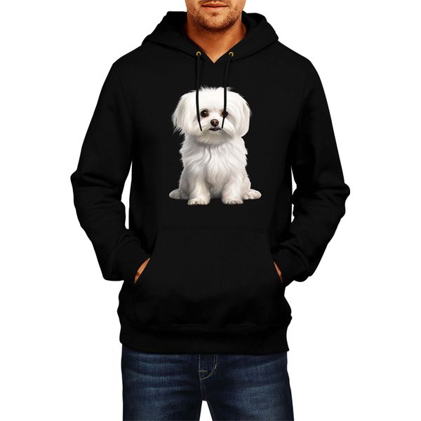 Felpa Con Cappuccio Da Uomo Dogs Breeds Maltese Dog Breed 006, Man S , Noir-image
