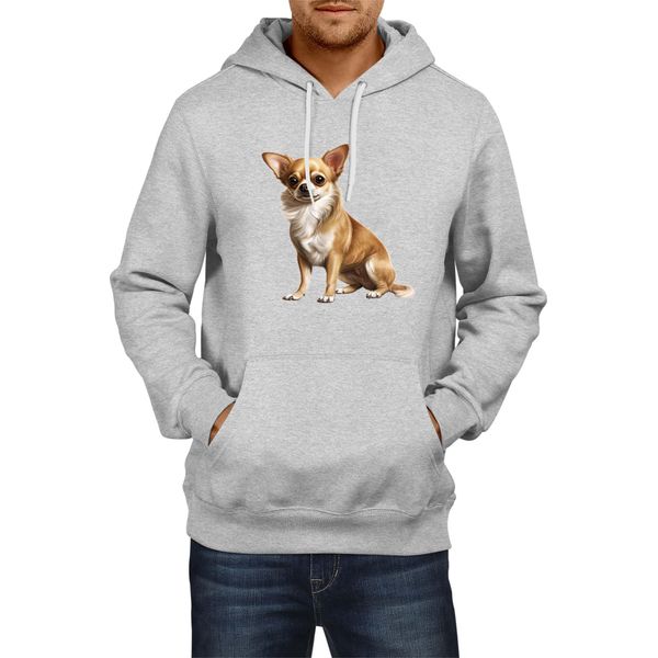 Felpa Con Cappuccio Da Uomo Dogs Breeds Chihuahua Dog Breed 006, Man Xl , Gris-image