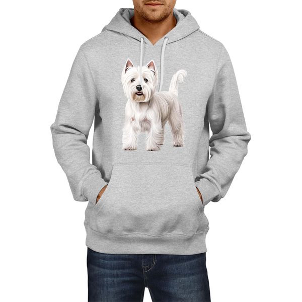 Felpa Con Cappuccio Da Uomo Dogs Breeds West Highland White Terrier Dog Breed 005, Man 2XL , Gris-image