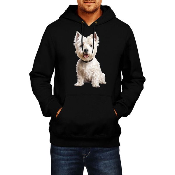 Felpa Con Cappuccio Da Uomo Dogs Breeds West Highland White Terrier Dog Breed 006, Man 2XL , Noir-image