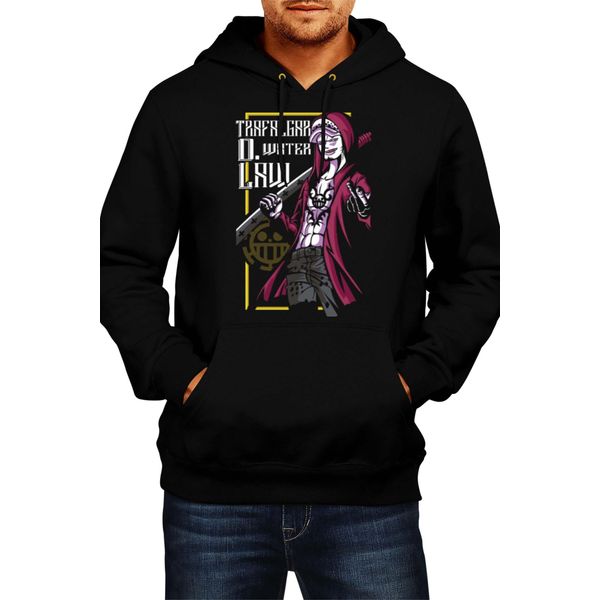 Felpa Con Cappuccio Da Uomo Anime Manga One Manga Piece Anime Trafalgar D Water Law Trafalgar, Man M , Noir-image