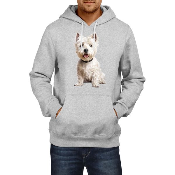 Felpa Con Cappuccio Da Uomo Dogs Breeds West Highland White Terrier Dog Breed 006, Man 2XL , Gris-image