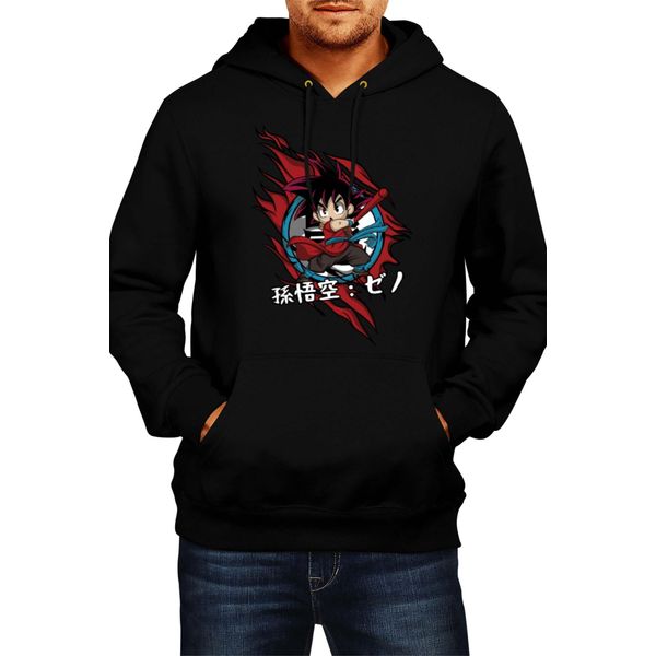 Felpa Con Cappuccio Da Uomo Anime Manga Dragon Anime Manga Ball Z Goku Chibi Goku Chibi, Man M , Noir-image