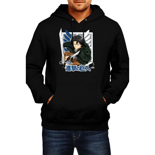 Felpa Con Cappuccio Da Uomo Japan Animation Manga Anime Comics Attack Anime On Titan Levi Ackerman 01 Levi Titan Attack, Man M , Noir-image