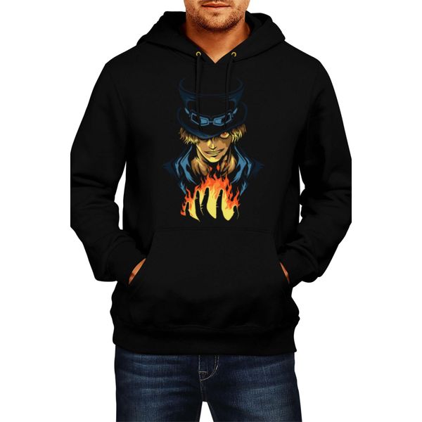 Felpa Con Cappuccio Da Uomo Japan Manga Comics Anime One Manga Piece Anime Sabo Var-028 Sabo, Man 2XL , Noir-image