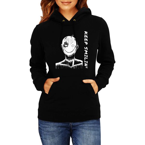 Felpa Con Cappuccio Da Donna Japan Anime Manga Are We Friends Keep Smiling, Lady M / Noir-image