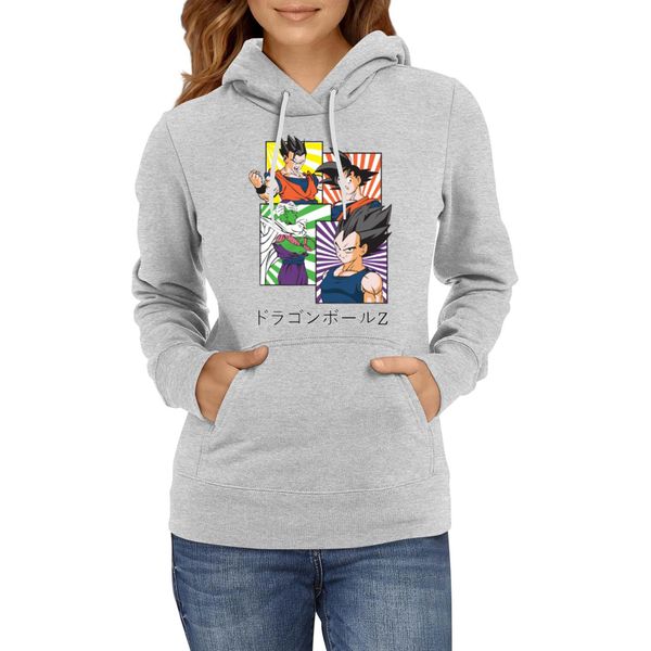 Felpa Con Cappuccio Da Donna Dragon Anime Manga Ball Z Goku 41, Lady M / Gris-image
