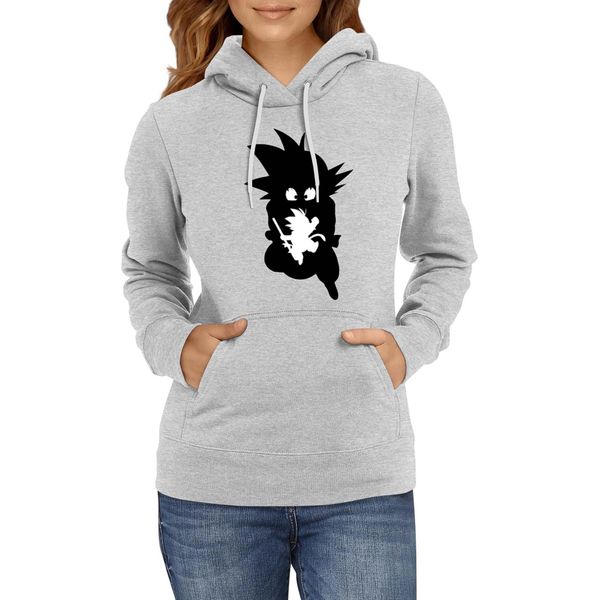Felpa Con Cappuccio Da Donna Dragon Anime Manga Ball Z Goku 35, Lady Xl / Gris-image