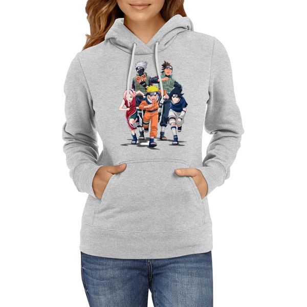 Felpa Con Cappuccio Da Donna Naruto Team 7 04, Lady 2XL / Gris-image