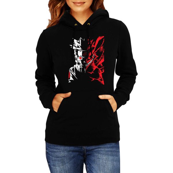 Felpa Con Cappuccio Da Donna Naruto Naruto Kurama 03, Lady Xl / Noir-image
