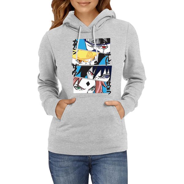 Felpa Con Cappuccio Da Donna Naruto Team 7 05, Lady 2XL / Gris-image