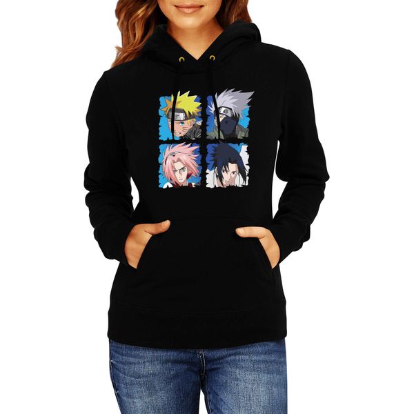 Felpa Con Cappuccio Da Donna Naruto Team 7 03, Lady S / Noir-image