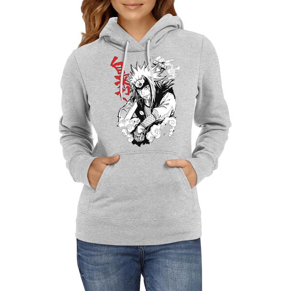 Felpa Con Cappuccio Da Donna Naruto Jiraiya 04, Lady M / Gris-image