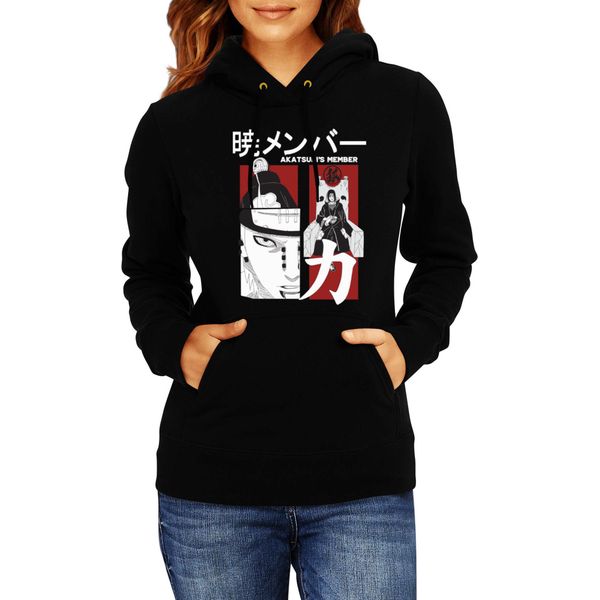 Felpa Con Cappuccio Da Donna Naruto Akatsuki Team Members 03, Lady S / Noir-image