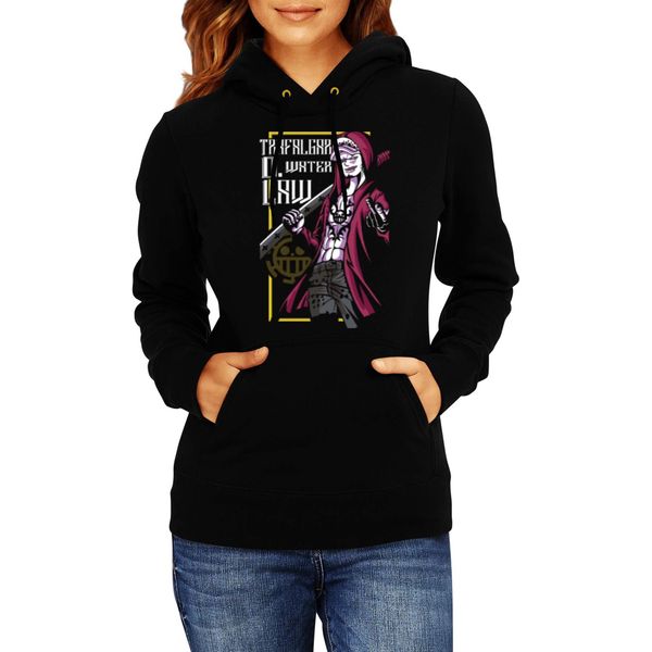 Felpa Con Cappuccio Da Donna Anime Manga One Manga Piece Anime Trafalgar D Water Law Trafalgar, Lady Xl / Noir-image