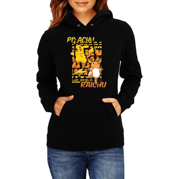 Felpa Con Cappuccio Da Donna Japan Anime Manga Pokemon Pikachu 01 Pikachu Light, Lady 2XL / Noir-image