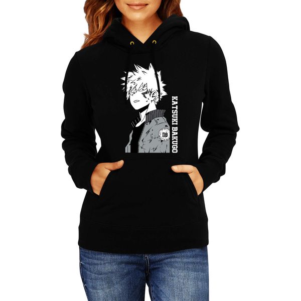 Felpa Con Cappuccio Da Donna Japan Manga Anime Comics Animation My Hero Anime Academia Katsuki, Lady S / Noir-image