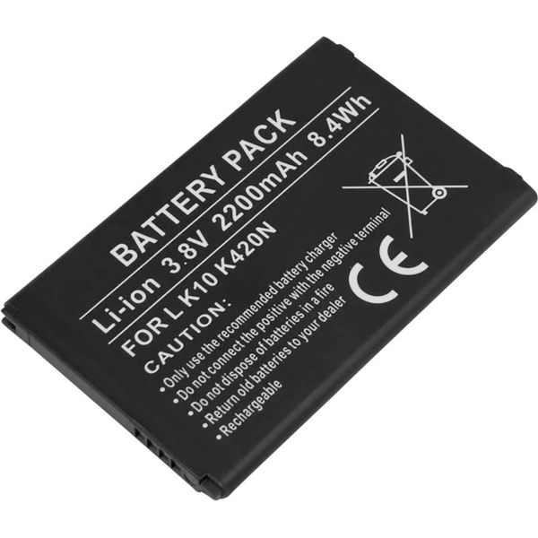 Avizar, Batteria Di Ricambio Lg K10 K420N Li-Ion 3.8V 2200Mah A Lunga Durata, Nero-image