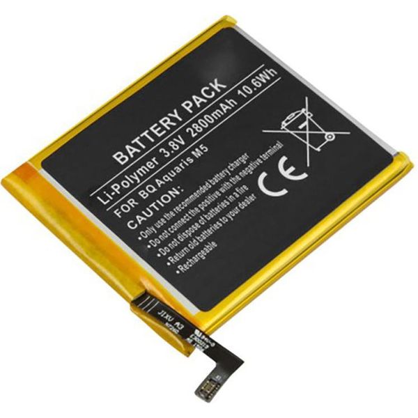 Avizar, Bq Aquaris M5 Compatibile Con Smartphone Batteria Li-Polymer 2800Mah 3.8V, Nero / Giallo-image