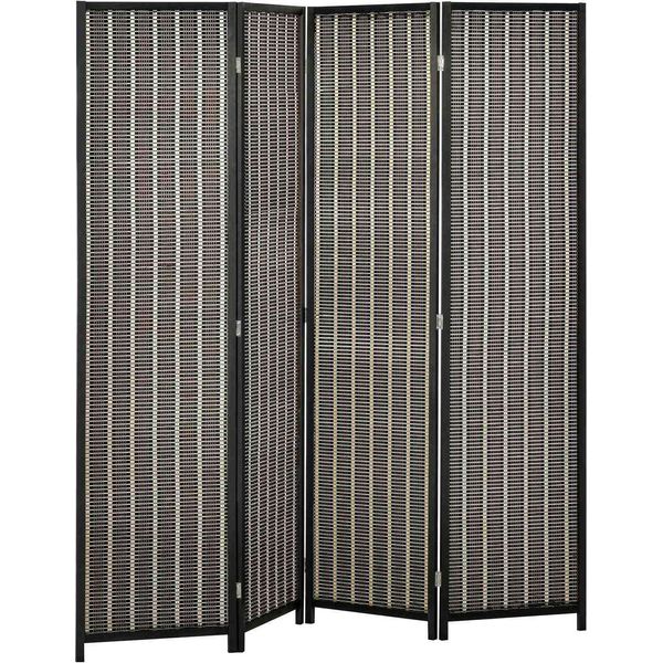 Schermo 4 Pezzi 180 X 180 Cm Parete Divisoria In Bambù, Schermo Pieghevole Privacy Parete Divisoria Per Soggiorno Marrone Aosom-image
